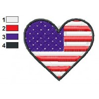 American Flag Heart Embroidery Design